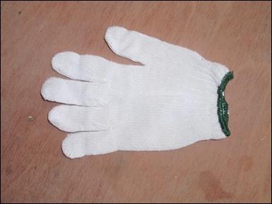 ถุงมือ ผ้าฝ้ายสีขาว 500g ขอบ สีเขียว เกรด A++ ราคาโรงงาน ข้างเดียว